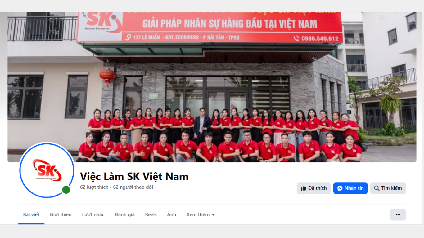 Fanpage tuyển dụng chính thức của Công ty TNHH Nguồn nhân lực SK Việt Nam