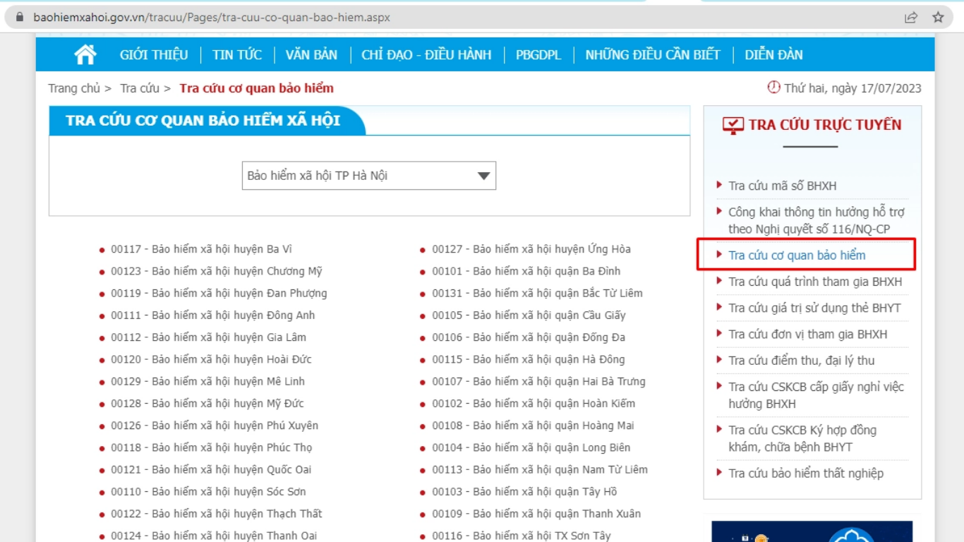 Website Bảo hiểm xã hội Việt Nam